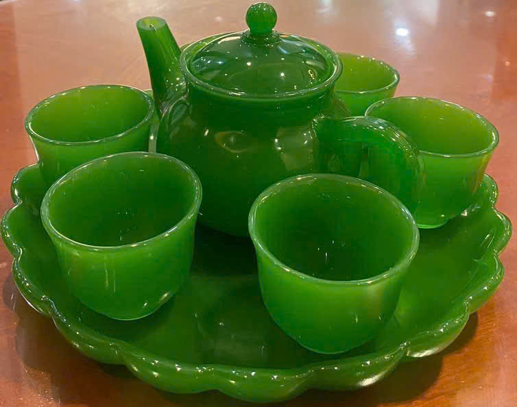Bộ Ấm Trà Đá Mã Não Xanh Ngọc Bích
